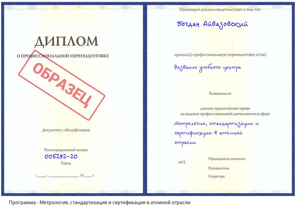 Метрология, стандартизация и сертификация в атомной отрасли Красногорск