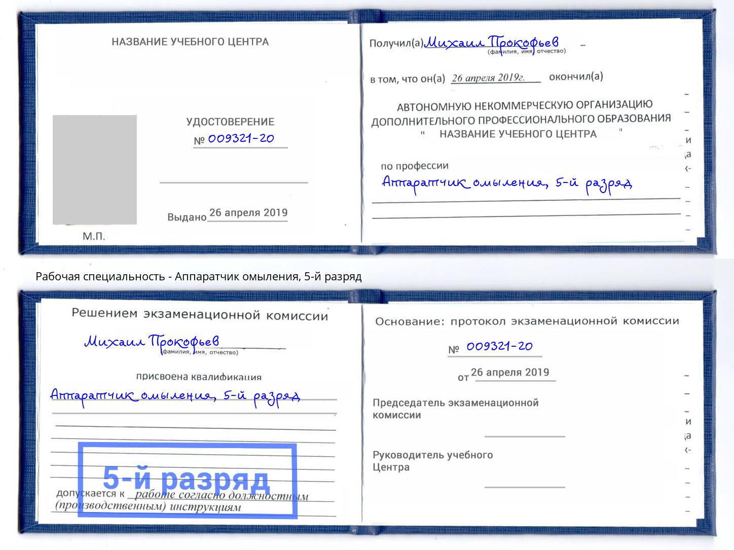 корочка 5-й разряд Аппаратчик омыления Красногорск