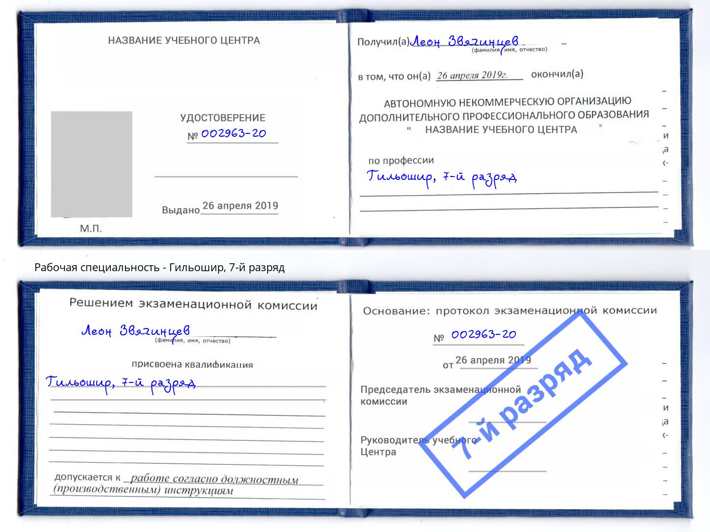 корочка 7-й разряд Гильошир Красногорск