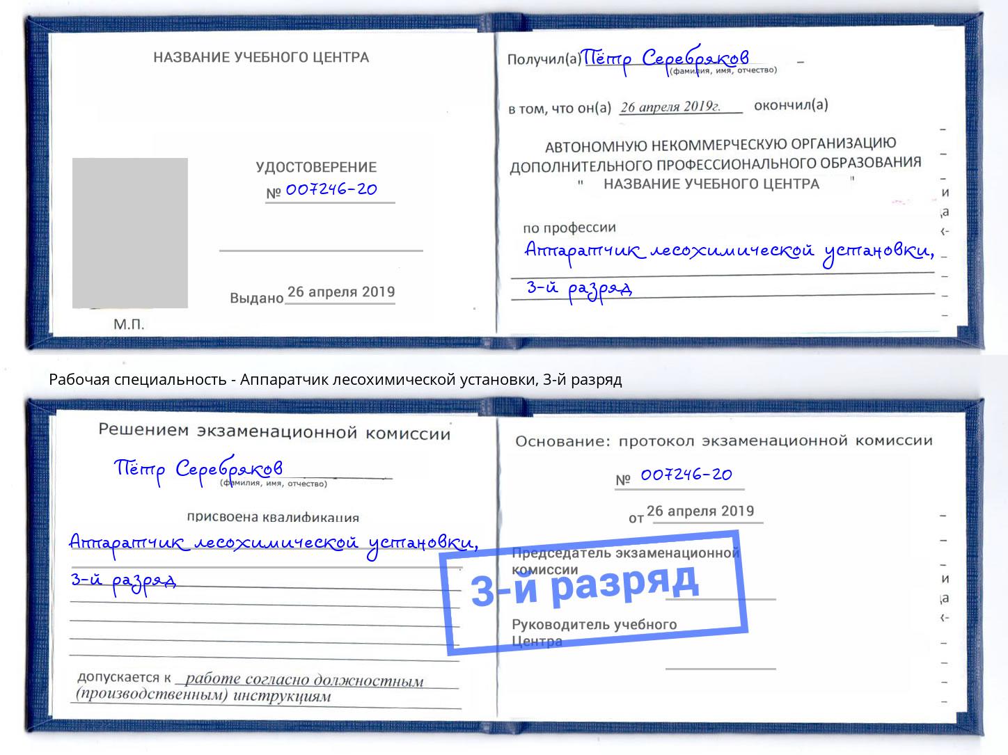 корочка 3-й разряд Аппаратчик лесохимической установки Красногорск